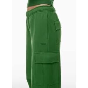 Aritzia Tna Cozy Fleece Mega Cargo sweatpant in green. MSRP $85